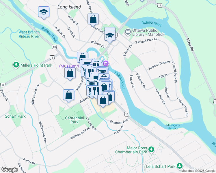 map of restaurants, bars, coffee shops, grocery stores, and more near 1134 O'Grady Street in Ottawa