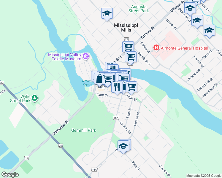 map of restaurants, bars, coffee shops, grocery stores, and more near 56 Brae Street in Mississippi Mills