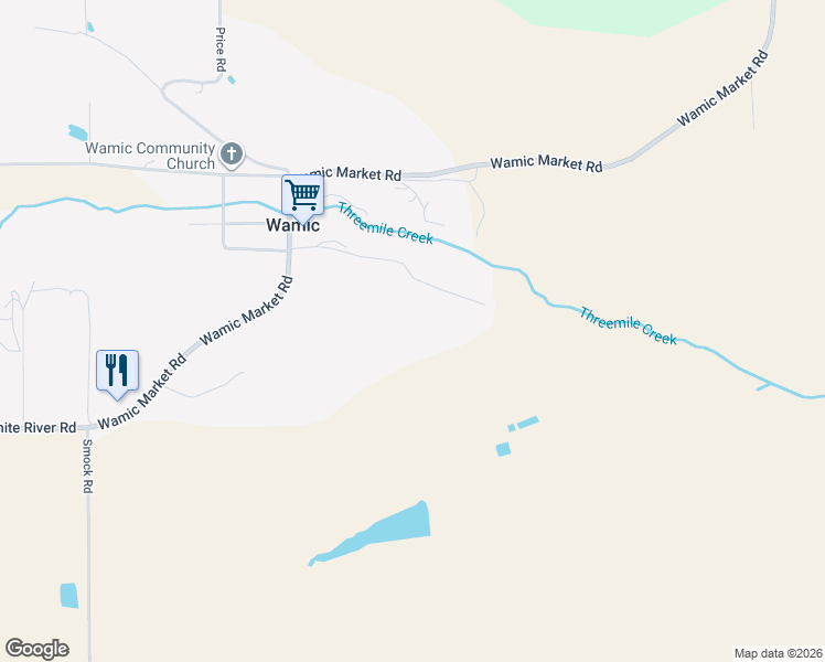 map of restaurants, bars, coffee shops, grocery stores, and more near 80406 Wamic Market Road in Tygh Valley