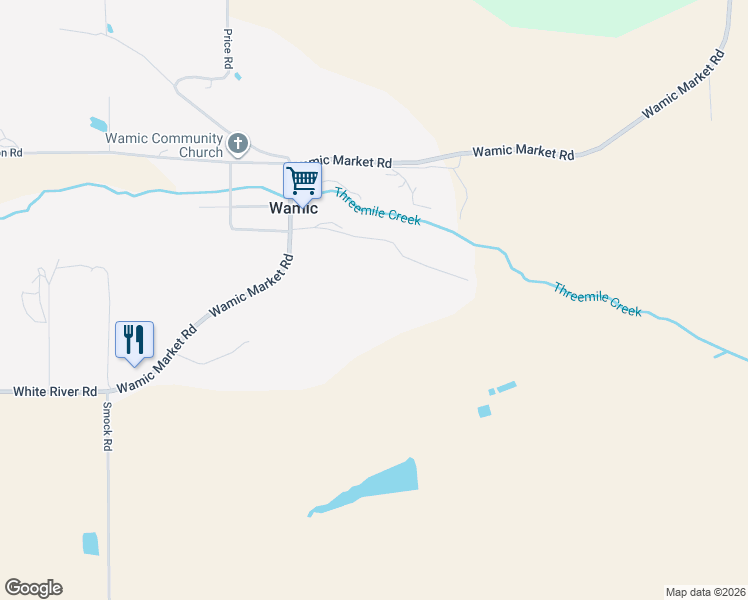 map of restaurants, bars, coffee shops, grocery stores, and more near 80247 Emigrant Street in Wamic