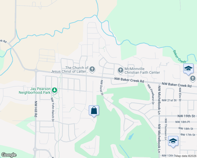 map of restaurants, bars, coffee shops, grocery stores, and more near 1564 Northwest Cabernet Court in McMinnville