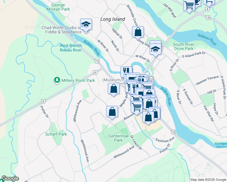 map of restaurants, bars, coffee shops, grocery stores, and more near 1166 Highcroft Drive in Ottawa