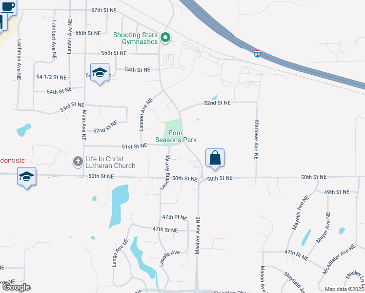 map of restaurants, bars, coffee shops, grocery stores, and more near 11817 51st Street Northeast in Albertville
