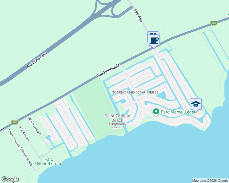 map of restaurants, bars, coffee shops, grocery stores, and more near 457 4e Rue in Saint-Zotique