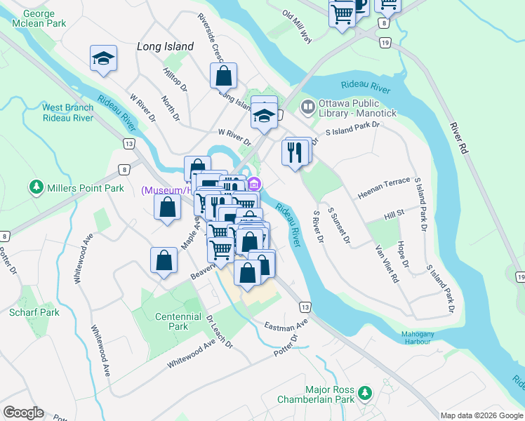 map of restaurants, bars, coffee shops, grocery stores, and more near 1119 Tighe Street in Ottawa