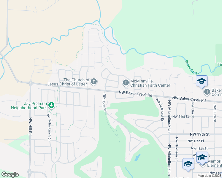 map of restaurants, bars, coffee shops, grocery stores, and more near 1462 Northwest Chardonnay Drive in McMinnville