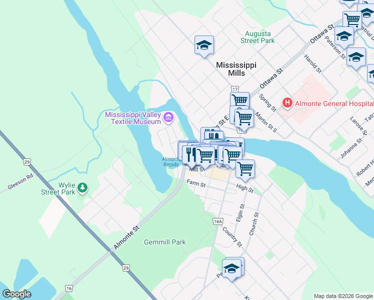 map of restaurants, bars, coffee shops, grocery stores, and more near 15 Coleman Street in Mississippi Mills