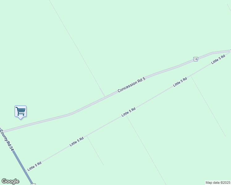 map of restaurants, bars, coffee shops, grocery stores, and more near 20396 Concession Road 5 in Green Valley