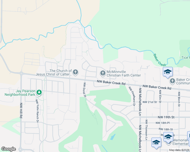 map of restaurants, bars, coffee shops, grocery stores, and more near 1443 Northwest Chardonnay Drive in McMinnville