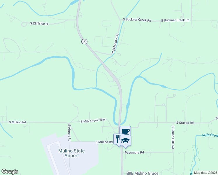 map of restaurants, bars, coffee shops, grocery stores, and more near 26243 Oregon 213 in Mulino