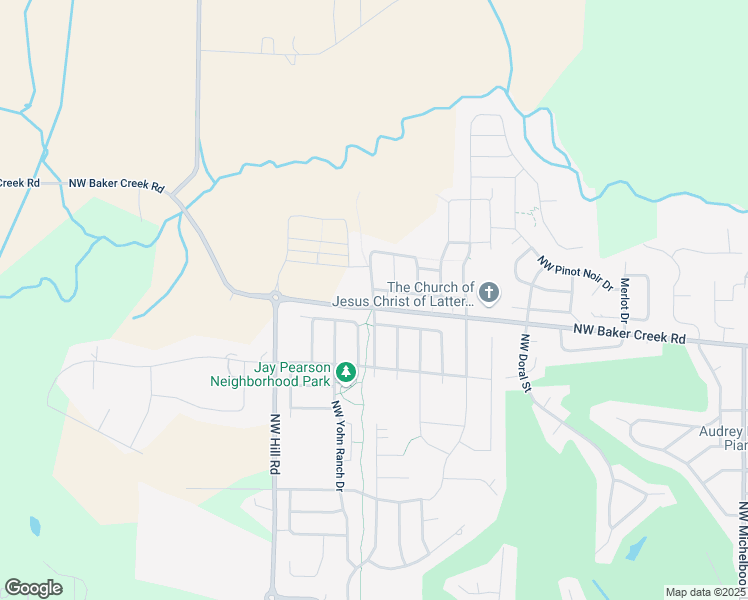 map of restaurants, bars, coffee shops, grocery stores, and more near 2412 Northwest Meadows Drive in McMinnville