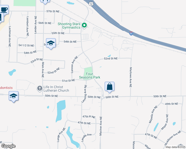 map of restaurants, bars, coffee shops, grocery stores, and more near 11817 51st Street Northeast in Albertville
