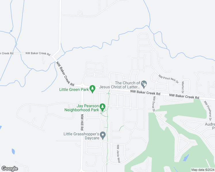 map of restaurants, bars, coffee shops, grocery stores, and more near 1901 Northwest Baker Creek Road in McMinnville