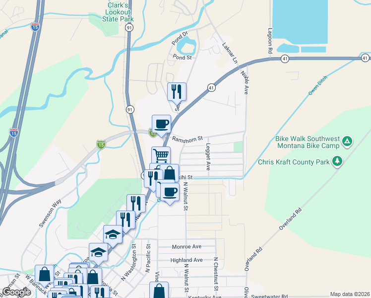 map of restaurants, bars, coffee shops, grocery stores, and more near 101-199 Tobacco Root Rd in Dillon