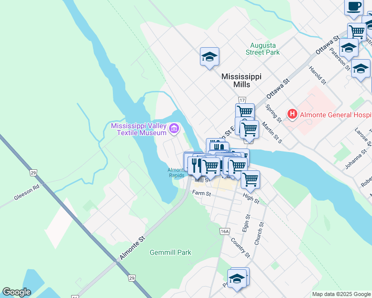 map of restaurants, bars, coffee shops, grocery stores, and more near 30 Wellington Street in Mississippi Mills