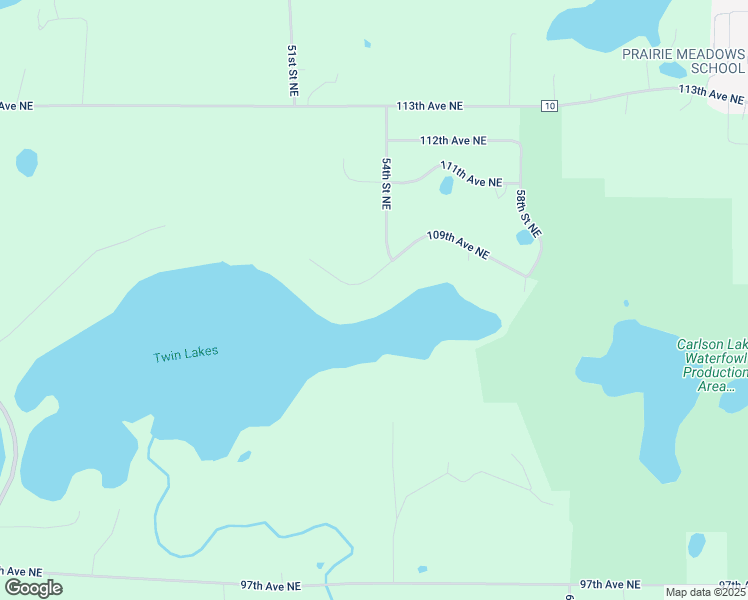 map of restaurants, bars, coffee shops, grocery stores, and more near 5293 109th Avenue Northeast in Spicer