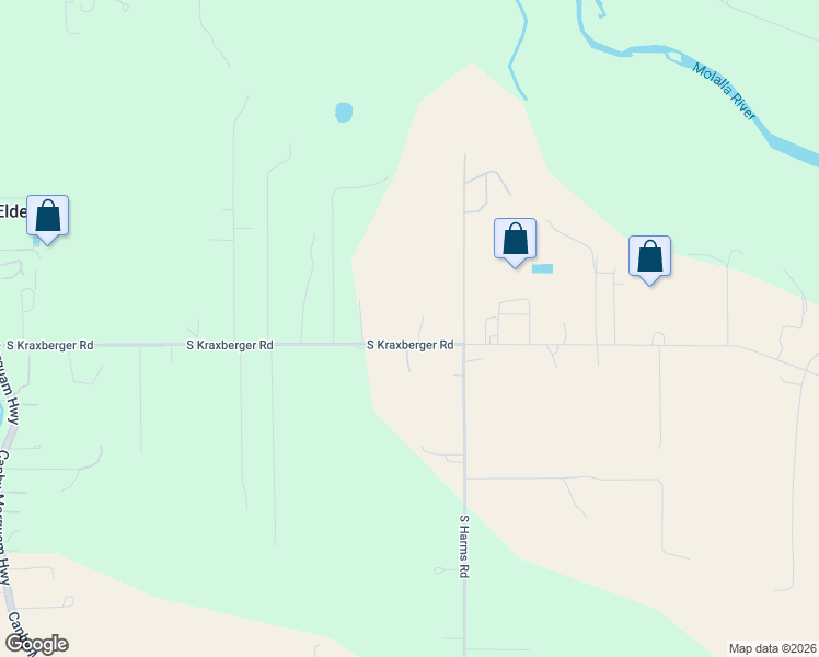 map of restaurants, bars, coffee shops, grocery stores, and more near 9903 South Kraxberger Road in Canby