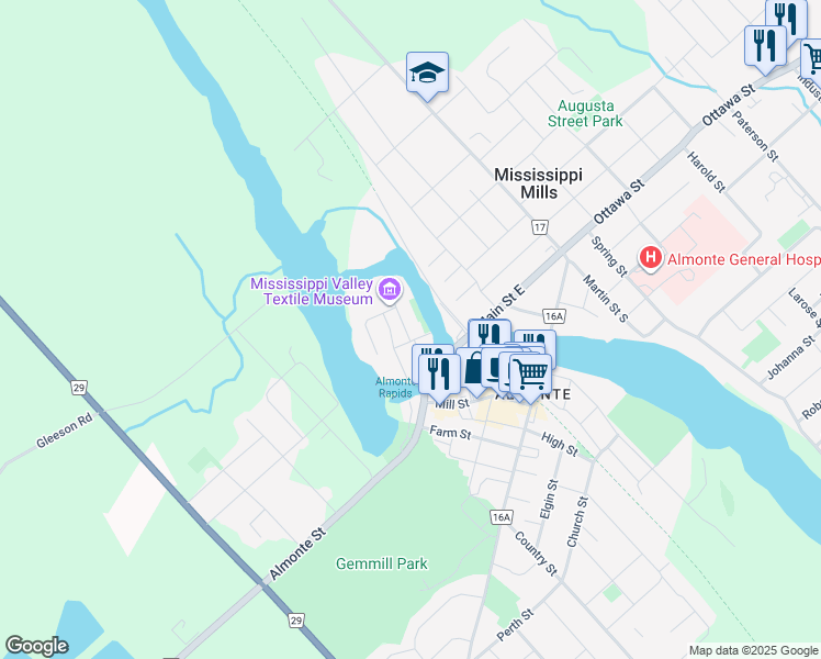 map of restaurants, bars, coffee shops, grocery stores, and more near 30 Wellington Street in Mississippi Mills