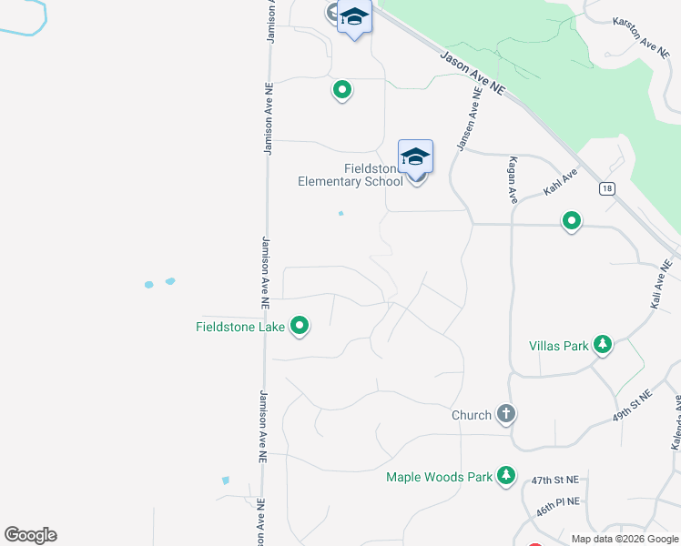 map of restaurants, bars, coffee shops, grocery stores, and more near 5270 Jamison Avenue Northeast in Saint Michael