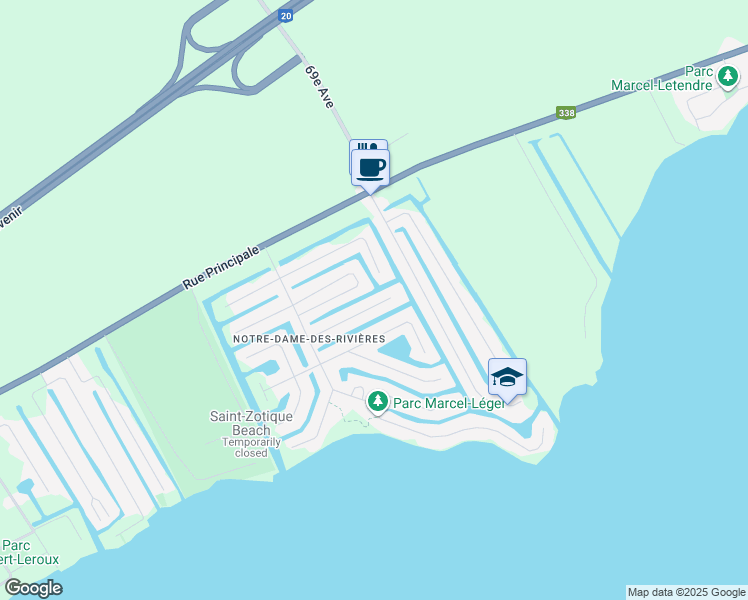map of restaurants, bars, coffee shops, grocery stores, and more near 280 5e Rue in Saint-Zotique