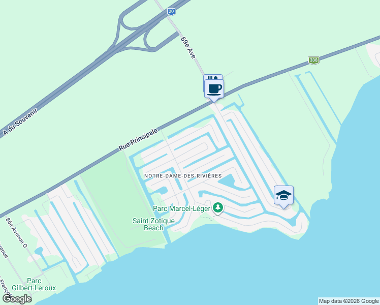 map of restaurants, bars, coffee shops, grocery stores, and more near 3e Rue in Saint-Zotique