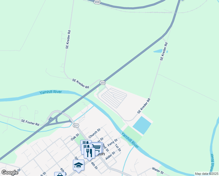 map of restaurants, bars, coffee shops, grocery stores, and more near 16205 Southeast Kreder Road in Dayton