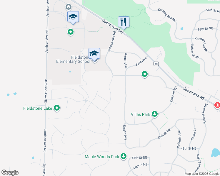 map of restaurants, bars, coffee shops, grocery stores, and more near 5236 Jansen Avenue Northeast in Saint Michael