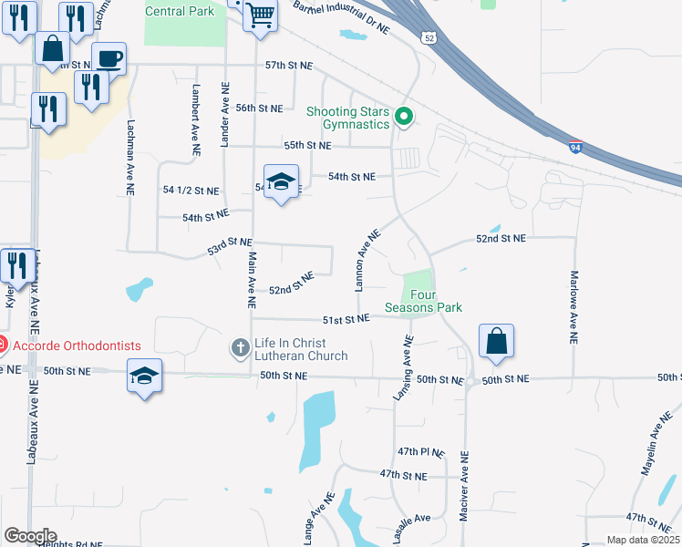 map of restaurants, bars, coffee shops, grocery stores, and more near 5225 Lannon Avenue Northeast in Albertville
