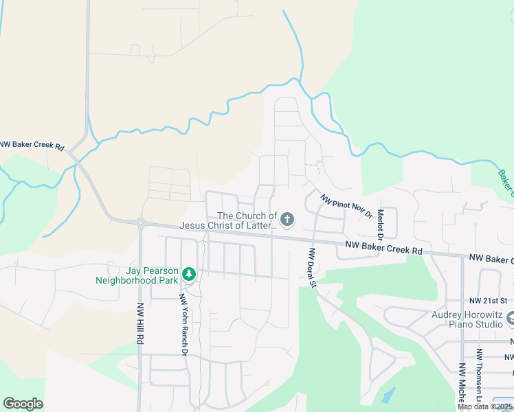 map of restaurants, bars, coffee shops, grocery stores, and more near 1755 Northwest Baker Creek Road in McMinnville