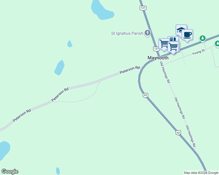 map of restaurants, bars, coffee shops, grocery stores, and more near 105 Peterson Road in Maynooth