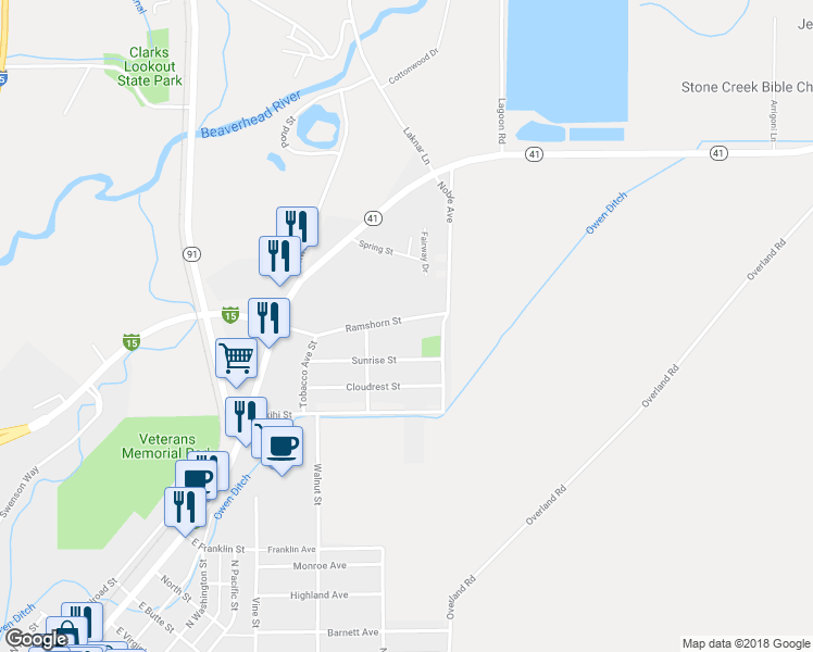 map of restaurants, bars, coffee shops, grocery stores, and more near 124 Ramshorn Street in Dillon