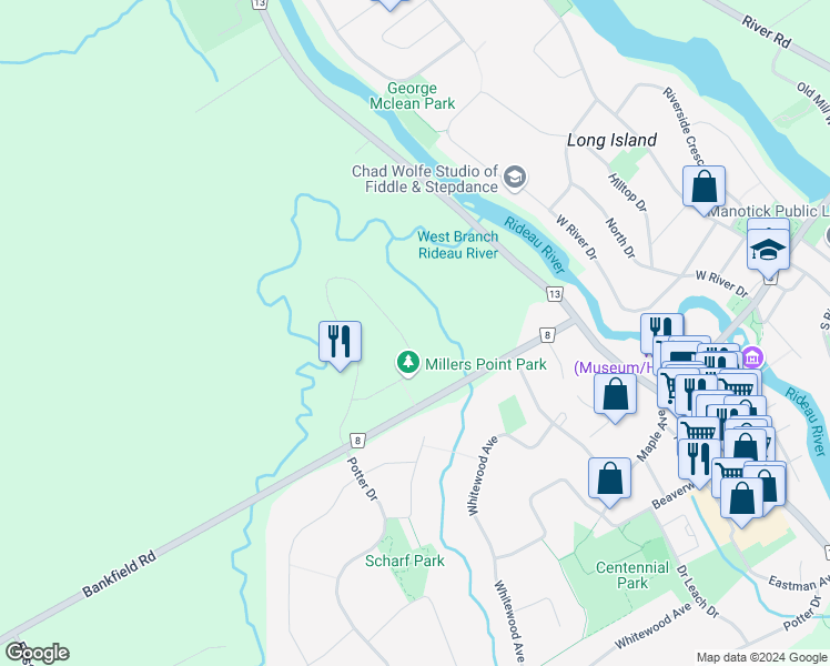 map of restaurants, bars, coffee shops, grocery stores, and more near 462 Lockmaster Crescent in Ottawa