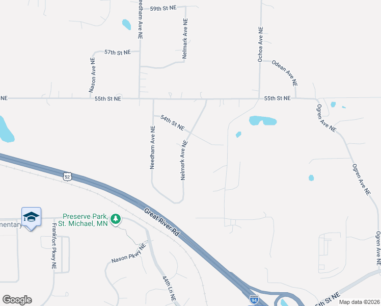 map of restaurants, bars, coffee shops, grocery stores, and more near 5244 Nelmark Avenue Northeast in Saint Michael