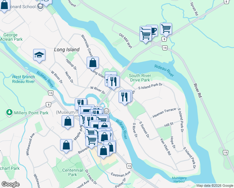 map of restaurants, bars, coffee shops, grocery stores, and more near 1086 Arthur Crescent in Ottawa