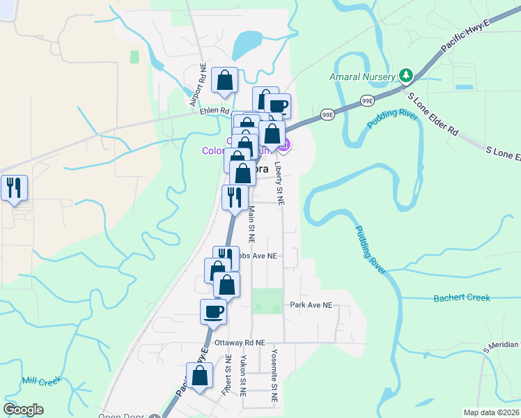 map of restaurants, bars, coffee shops, grocery stores, and more near in Aurora