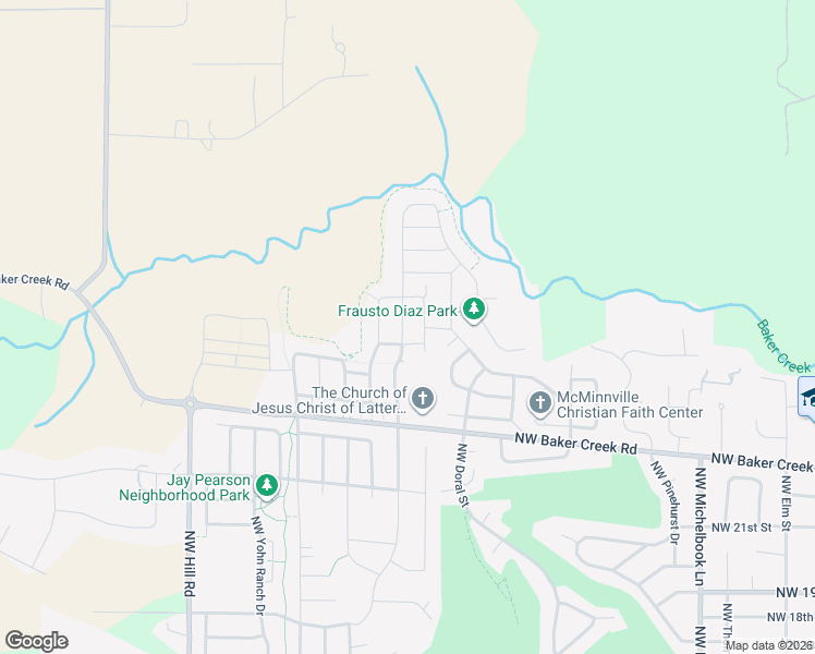 map of restaurants, bars, coffee shops, grocery stores, and more near 2814 Northwest Shadden Drive in McMinnville