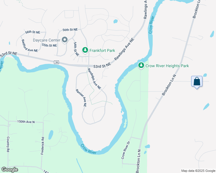 map of restaurants, bars, coffee shops, grocery stores, and more near 17679 51st St NE in Rogers