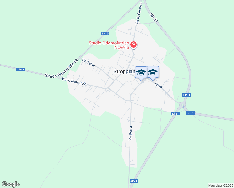 map of restaurants, bars, coffee shops, grocery stores, and more near 19I Via Bernardino Palestro in Stroppiana