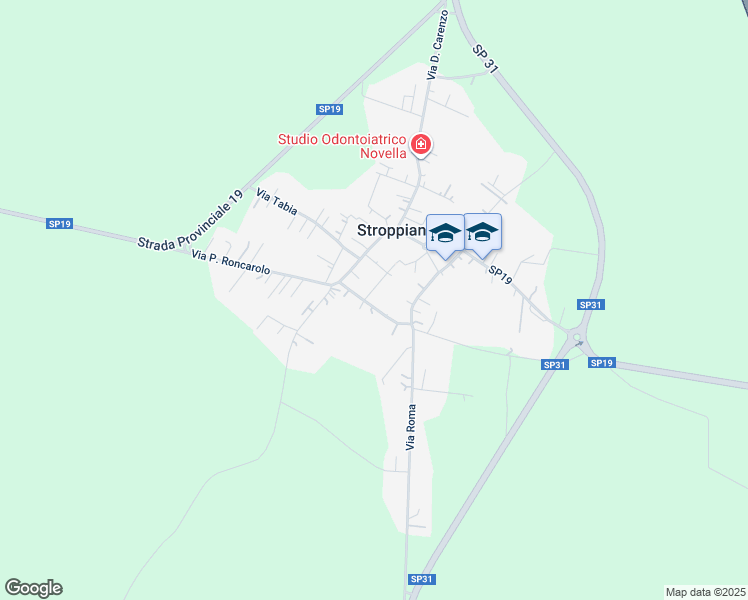 map of restaurants, bars, coffee shops, grocery stores, and more near 19I Via Bernardino Palestro in Stroppiana