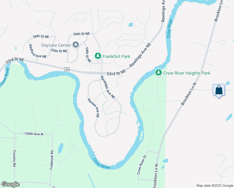 map of restaurants, bars, coffee shops, grocery stores, and more near 17679 51st St NE in Rogers