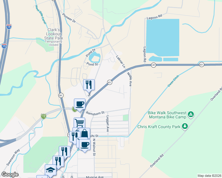 map of restaurants, bars, coffee shops, grocery stores, and more near 820 N Montana St in Dillon