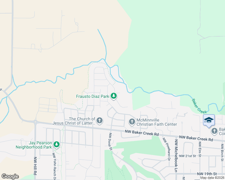 map of restaurants, bars, coffee shops, grocery stores, and more near 2951 Northwest Pinehurst Drive in McMinnville