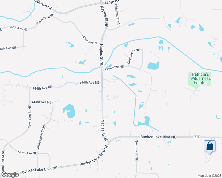 map of restaurants, bars, coffee shops, grocery stores, and more near 14353 Naples Street Northeast in Ham Lake