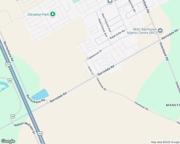 map of restaurants, bars, coffee shops, grocery stores, and more near 626 Inver Lane in Ottawa