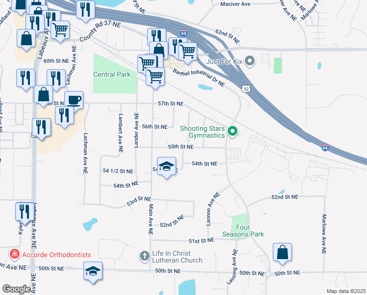map of restaurants, bars, coffee shops, grocery stores, and more near 5459 Large Avenue Northeast in Albertville