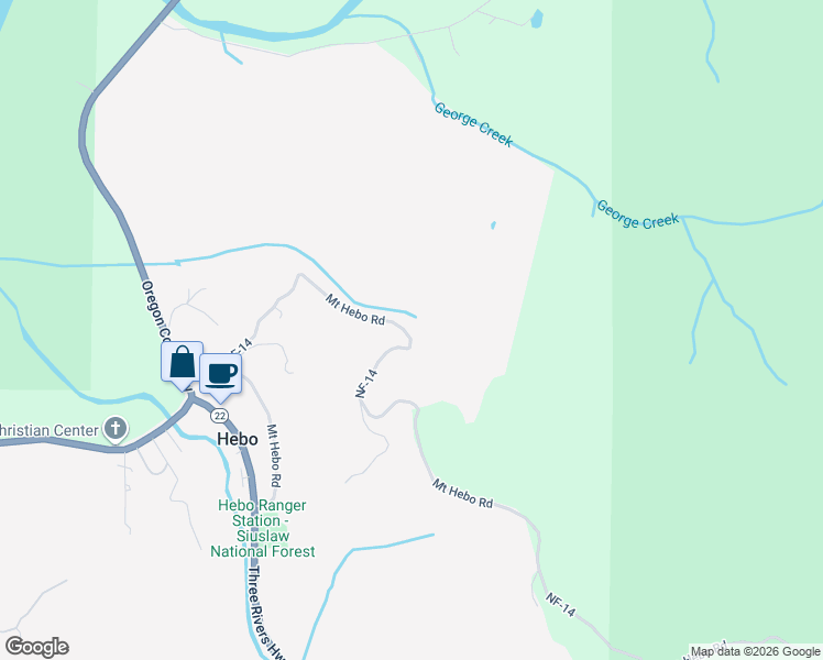 map of restaurants, bars, coffee shops, grocery stores, and more near 17120 Mount Hebo Road in Hebo