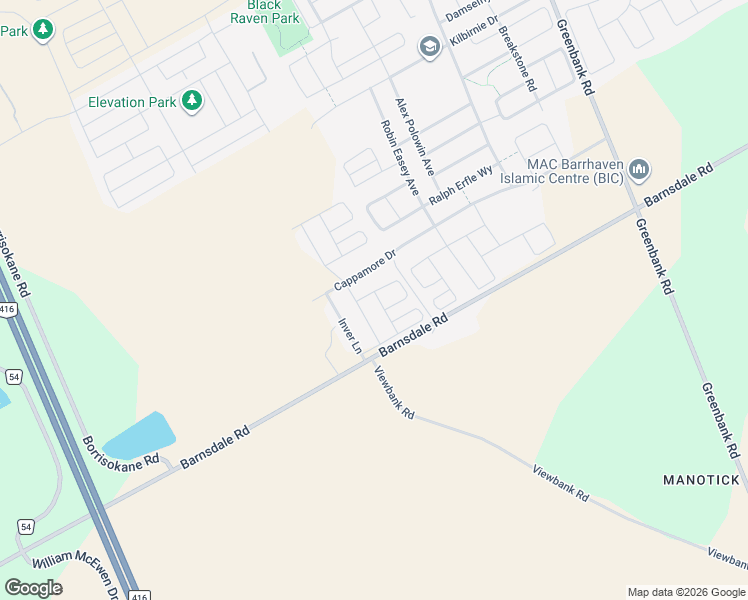 map of restaurants, bars, coffee shops, grocery stores, and more near 502 Bundoran Place in Ottawa