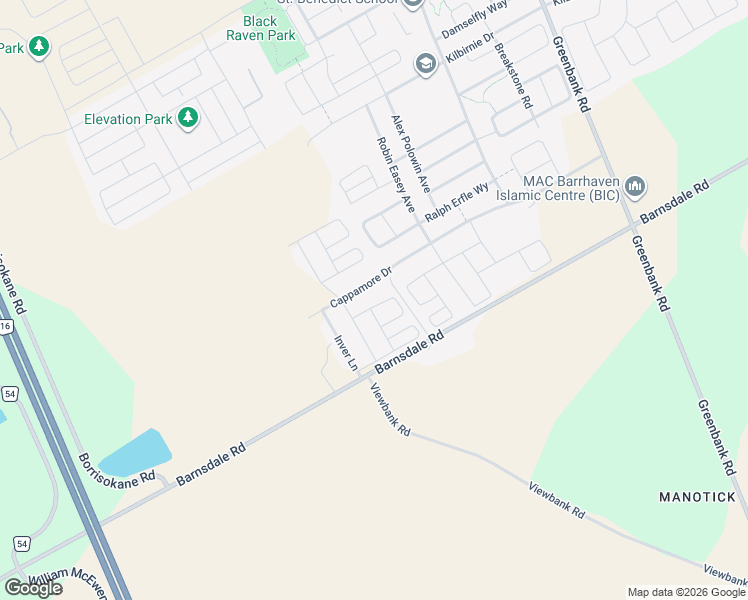 map of restaurants, bars, coffee shops, grocery stores, and more near 925 Athenry Court in Ottawa