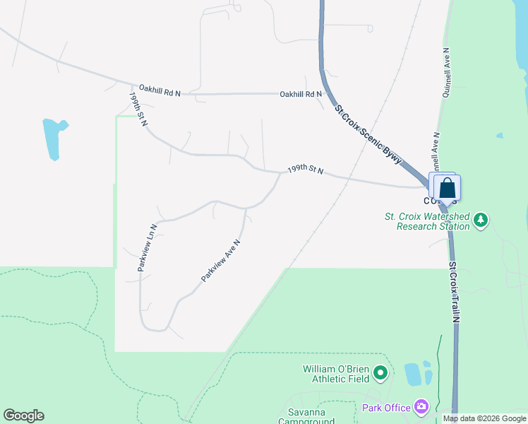 map of restaurants, bars, coffee shops, grocery stores, and more near 19727 Parkview Avenue North in Scandia