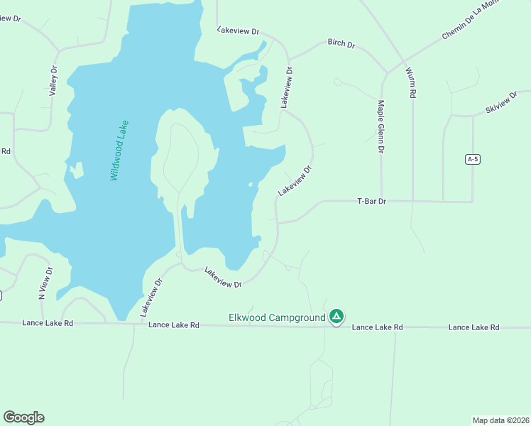 map of restaurants, bars, coffee shops, grocery stores, and more near 15578 Lakeview Drive in Wolverine